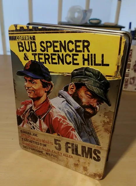 Terence Hill et Bud Spencer Rare Coffret Collector Métal 5 Films ..Comme Neuf!