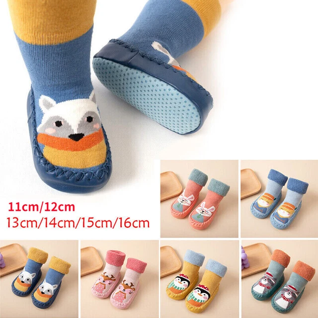 Baby Anti-slip Floor Socks Fuzzy Shoes Cartoon Slippers Outdoor Kids Toddler NEW