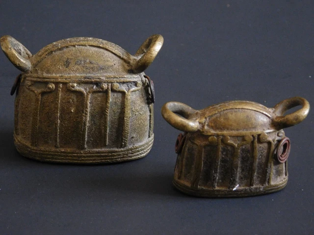 Set Of 2 Original Best Antiques Burmese Bronze Water Buffalo Bells