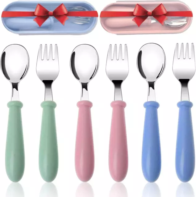 3 Sets Toddler Utensils Stainless Steel Fork and Spoon Safe Children'S Cutlery S