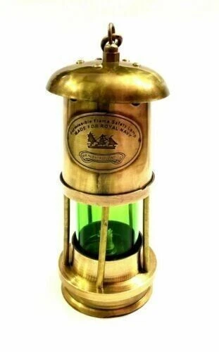 Lámpara de aceite menor de latón vintage Linterna de barco náutico antiguo...