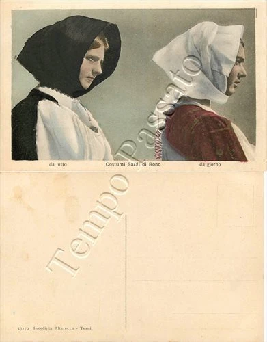 Cartolina di Bono, costumi tradizionali - Sassari