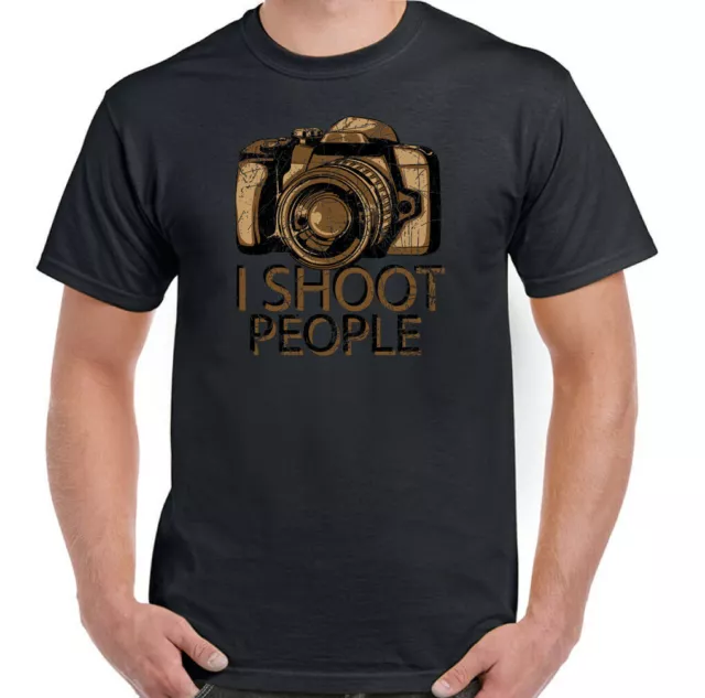 Photography T-Shirt I Shoot People Photographer Mens Funny Camera DSLR Lense