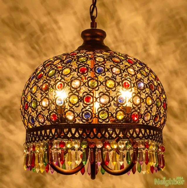 Bohemian-style Retro crystal Pendant lamp Rustic Chandelier Ceiling lighting Art