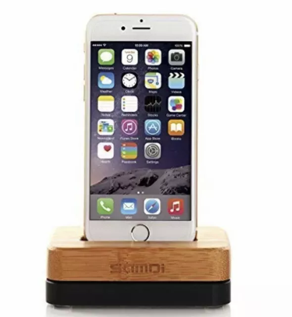 SAMDI Wood Charging Station Dock, Cell Phone Charging Dock Stand Holder