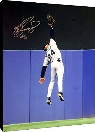 Ken Griffey Jr. Floating Canvas Wall Art - Leaping Catch At Wall