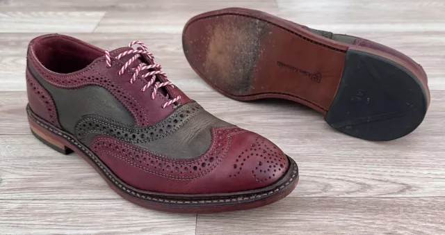 ALLEN EDMONDS JINGLE Bell Mok Wingtip Size 14 Leather Two Tone Red