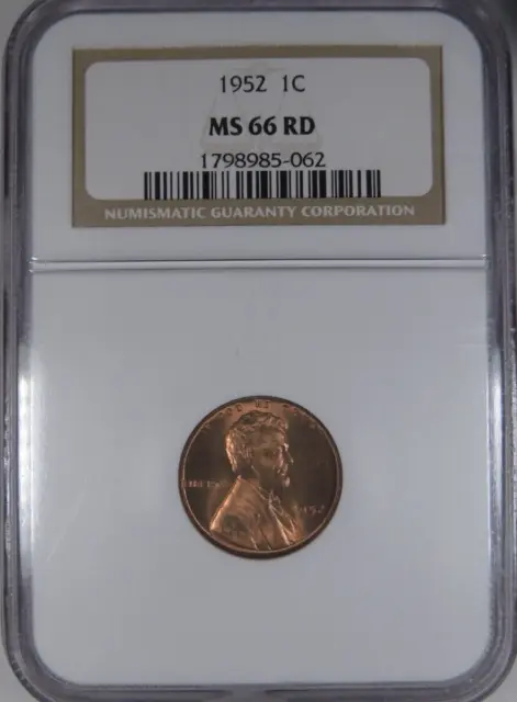 1952 1C NGC MS 66 RD Lincoln Wheat Cent [062]