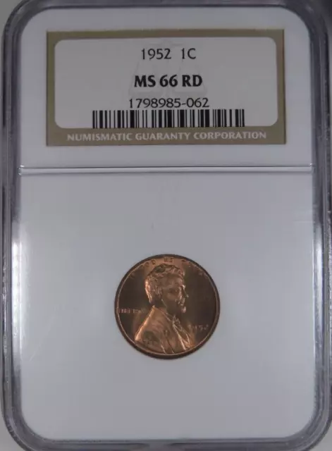 1952 1C NGC MS 66 RD Lincoln Wheat Cent [062]