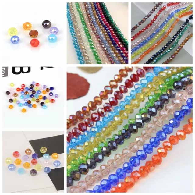 New Wholesale Faceted Rondelle Crystal Glass Beads DIY Jewelry Making 4/6/8mm