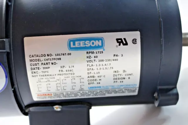 LEESON 101767.00 Type TF Continuous Duty AC Motor C4T17FC9B 1/2HP ~No Box~