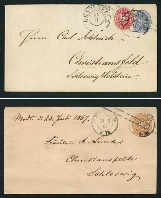 Preußen Brief Neuwied + Gnadenfeld nach Christiansfeld / Herzogtum Schleswig