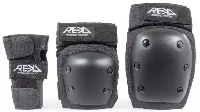 REKD Heavy Duty Protection Triple Pad Set | Black Skate, Scooter & Roller Derby