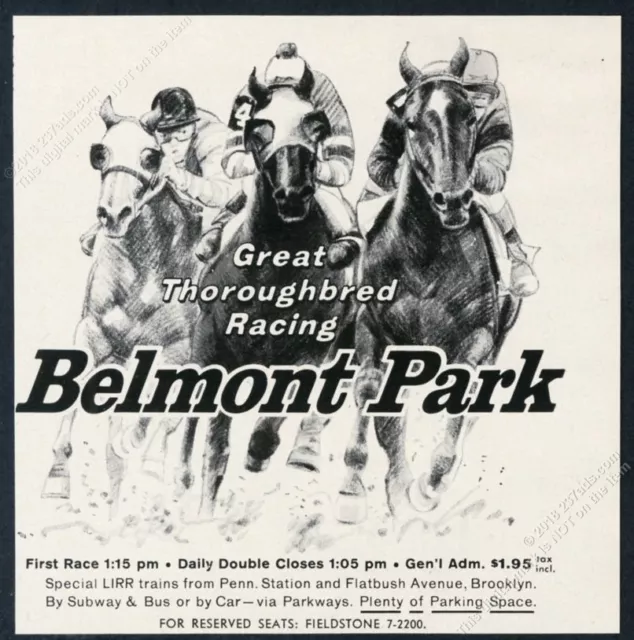 1958 Belmont Park racetrack horse race racing art vintage print ad