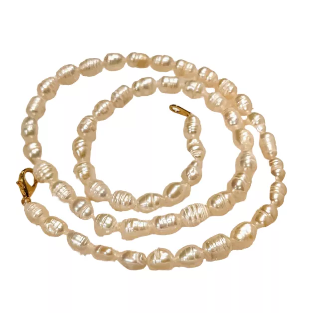 Freshwater 5 mm Samen Perlenkette 19 in kultivierter ovaler Form natürlich Damen