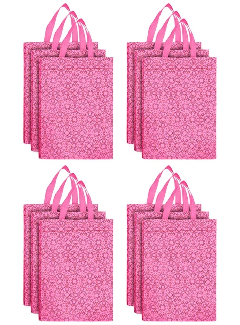 No Tejido Rectangular Estampado Floral Llevar Bolsas con Asas Paquete De 12