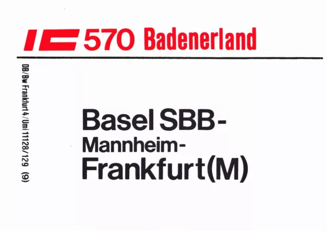 ZLS  2801 = IC 570 Badenerland = Basel SBB - Frankfurt (M) / RS leer