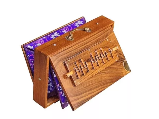 Shruti Box Teak Wood Size (15" X 10" X 3") Tuned to 440 Hz Swar Peti For Bhajan