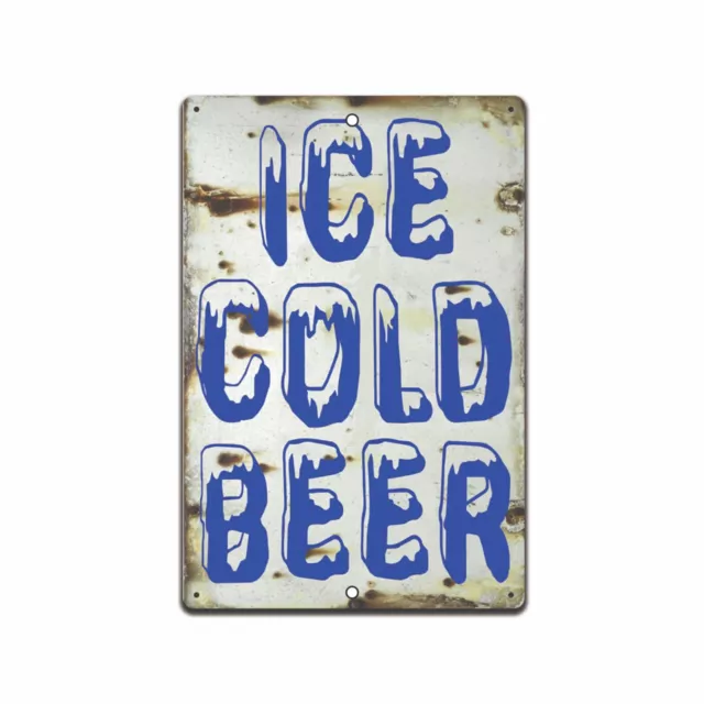 BEER Ice Cold Beer Rustic Vintage Looking  Metal Sign Craft Bar Man Cave