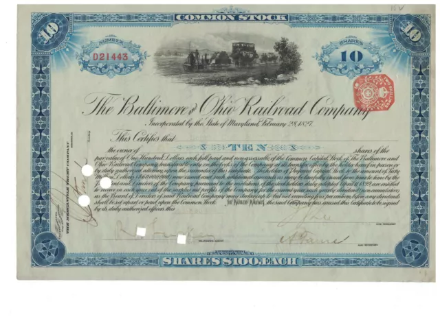 #D21443 Stock Certificate - Baltimore & Ohio Railroad Co. 1902