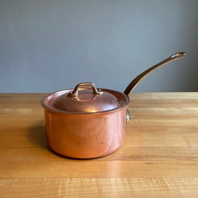 Vintage Williams Sonoma 1.5qt Copper Sauce Pan w/ Lid, Made in France