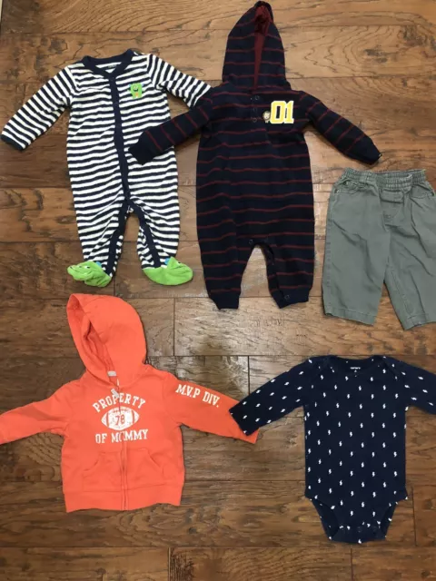Carters Baby Boy Size 6 Months Sleeper Bodysuit Jacket Pants (Lot of 5) L#5