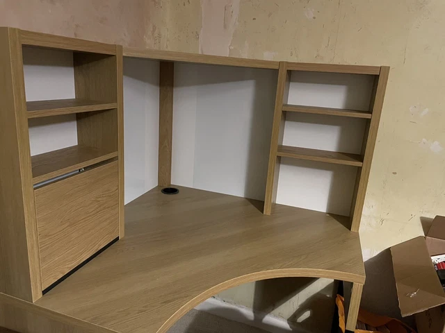 IKEA MICKE CORNER workstation corner desk with shelves oak