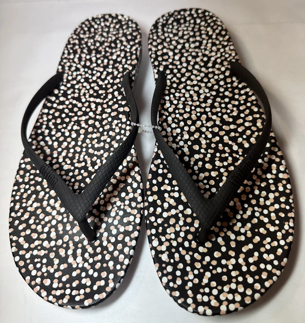 FitFlop Womens iQushion Ergonomic Flip Flop Black Bubbles Size 8.5