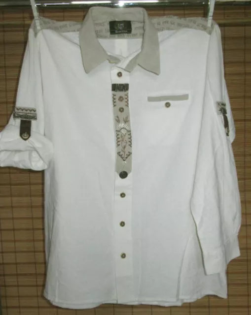Camicia Tradizionale Ricamata Colore Naturale - Cotone - Os Costume - Tg. Xl - 43/44