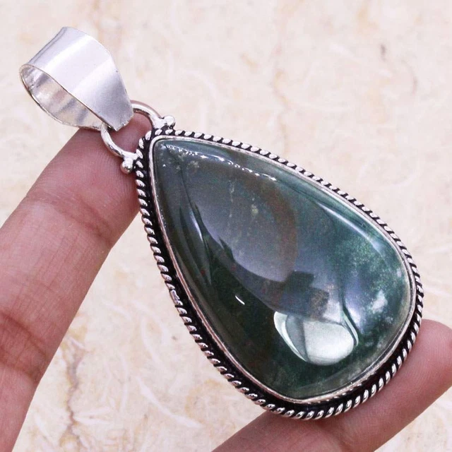 Charming Bloodstone 925 Silver Plated Handmade Pendant of 2.5" Ethnic Gift
