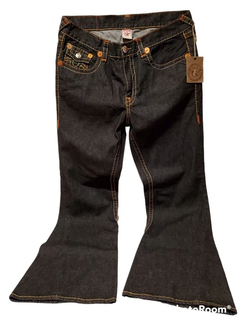 MENS TRUE RELIGION JEANS JOEY SUPER T 40x34 Black Flap Pocket Twisted Flare NWT MENS TRUE RELIGION JEANS JOEY SUPER T 40x34 Black Flap Pocket Twisted Flare NWT