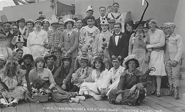 Postcard Ships - Hms Marlborough & Hms Iron Duke - Dancing Clubs 1918