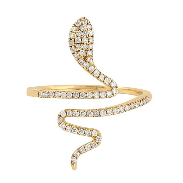 Bracelet Jonc Serpent Pavé De Diamants CZ - Plaqué Or 18ct - Fantaisie Femme - Neuf