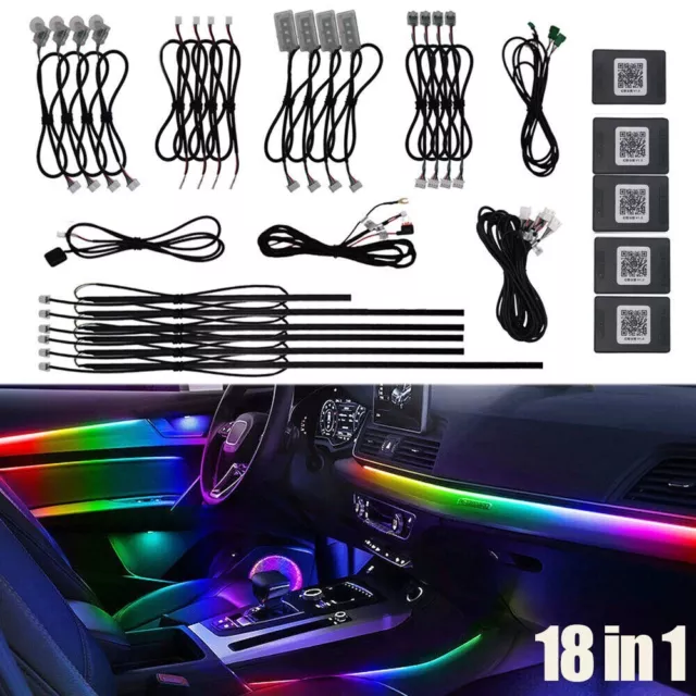 RGB 18N1 LED Interni Auto Fibra Ottica Neon Filo Striscia Luce Atmosphere  awe EUR 86,99 - PicClick IT