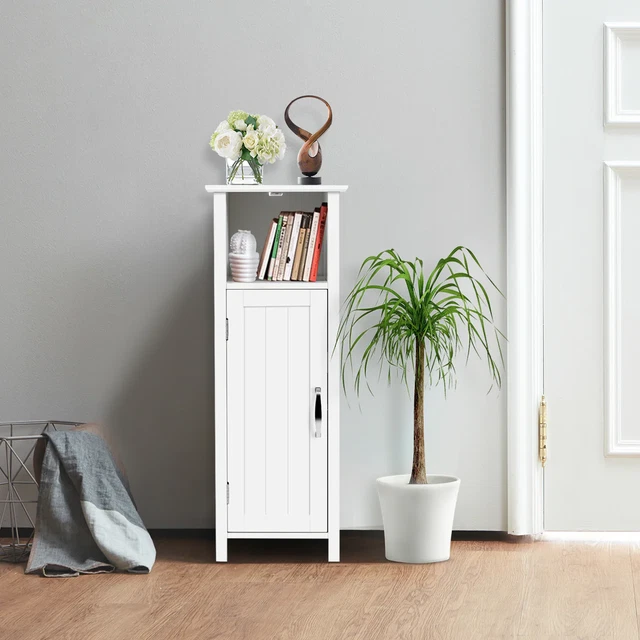 NNECW Adjustable Floor Storage Cabinet with Single Door for Bathroom