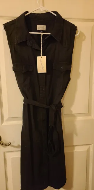 Nwt Universal Thread 2X Sleeveless Button Front Tie Waist Shirt Dress Black