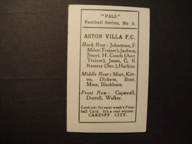 D C Thomson Pals Magazin Fussballteams Aston Villa F C 1922 Teamfoto 2