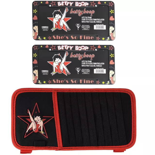 3PC Betty Boop CD Viso & Star License Plate Frame Universal Fit Combo