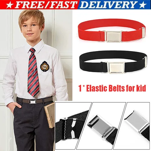 Boys Kids Belts Girls Elastic Adjustable Children Silver Alloy Buckle Toddler UK