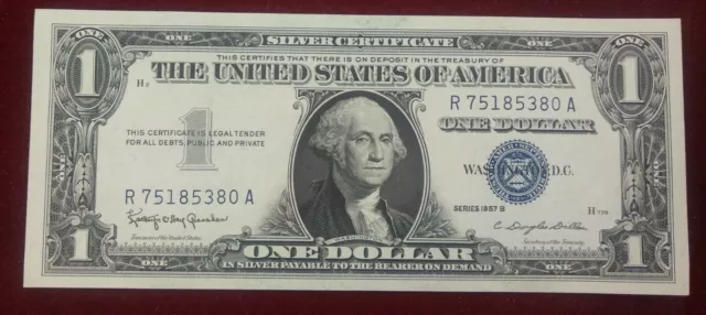 1957 B Series One Dollar Silver Certificate United States $1 Choice Uncirculated