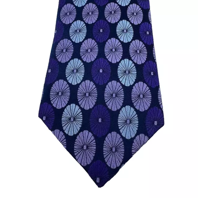 Ted Baker London Neck Tie Silk Hand Tailored Blue Circles Geometric Mens