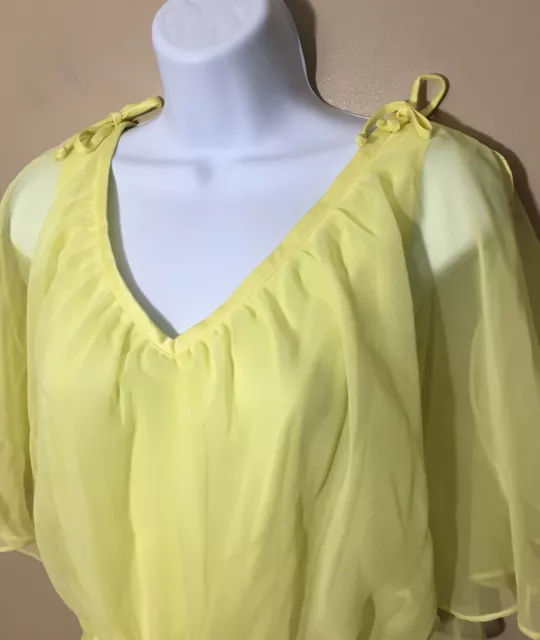 VINTAGE 60S 70S Yellow Chiffon Dress Gown Bridesmaid Hippie S New Old ...