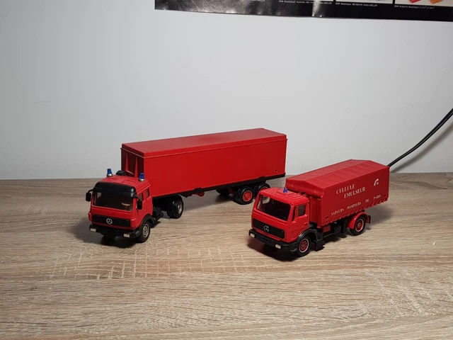 OPO 10 - Lot De 2 Camions De Pompiers 1/43 - Mercedes L1519 Et Berliet GAK - Métal - 6