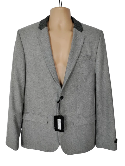 Giacca Blazer Grigio River Island Da Uomo Nuova Con Etichette Taglia Uk 42 Skinny Fit Nuovo Con Etichette Prezzo Speciale £80