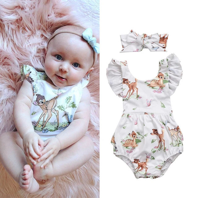 Toddler Infant Baby Girls Animal Print Romper Bodysuit Jumpsuit Clothes Outfits