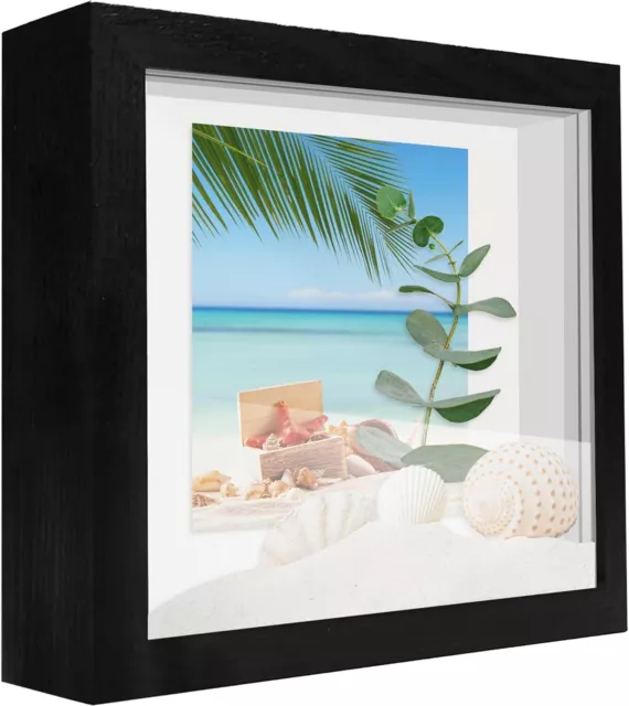 SUNMEG Small Shadow Box Frame 5X5, Wood with Plexiglass, Display Case Box for Me