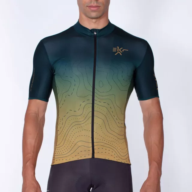 Campagnolo EKAR SLEGE Short Sleeve Gravel Cycling Jersey : GREEN/OCHRE