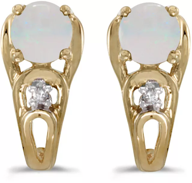 14k Gelbgold Rund Opal und Diamant Ohrringe (CM-E2583X-10)