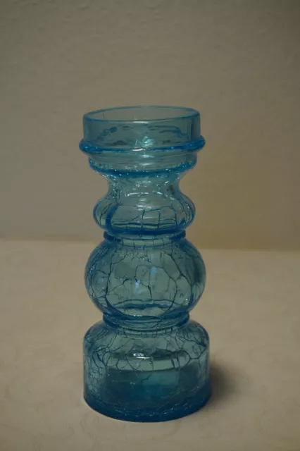 Glas Vase Türkis blau schwedisches Glas 60er 70er Jahre Krakelee Zweischicht