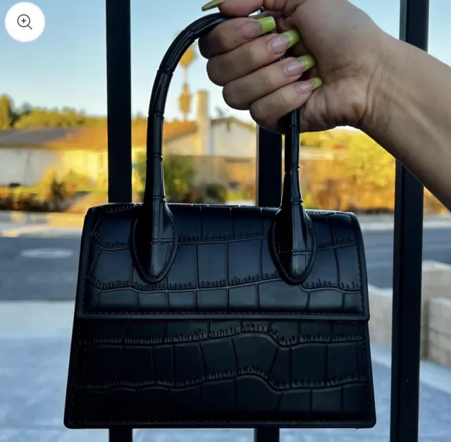 Women’s Fashion Faux Leather Black Clutch Mini Bag